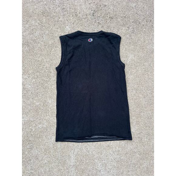 Y2K Champion Shirt Men Size Small Black Authentic Logo Sleeveless Tank Top - Picture 5 of 5